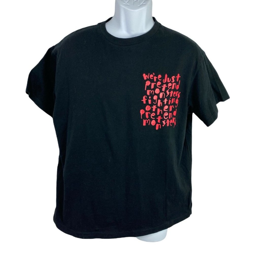 Uniqlo SPRZNY Timothy Goodman Black T-Shirt Sz M Pretend Monsters Fighting Tee